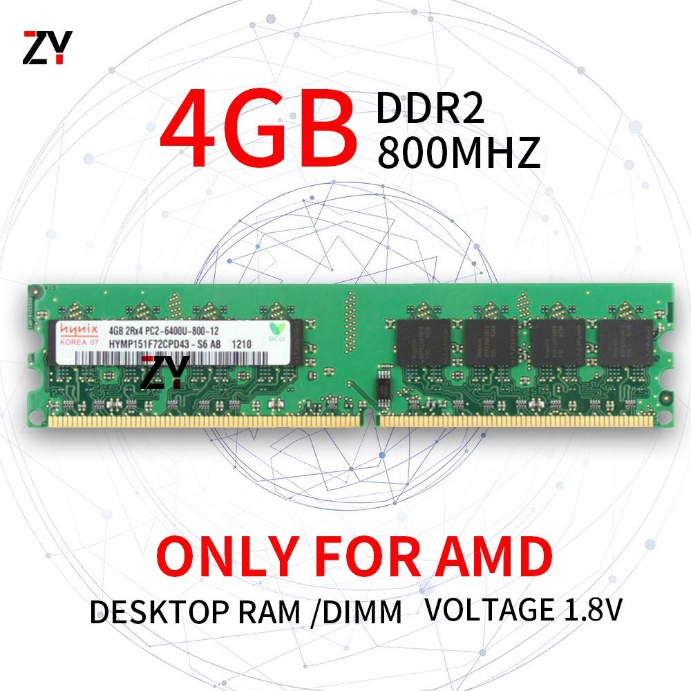 4GB 2GB 1GB DDR2 2Rx4 PC2-6400 800MHz 1.8V 240Pin AMD Desktop RAM For Hynix LOT
