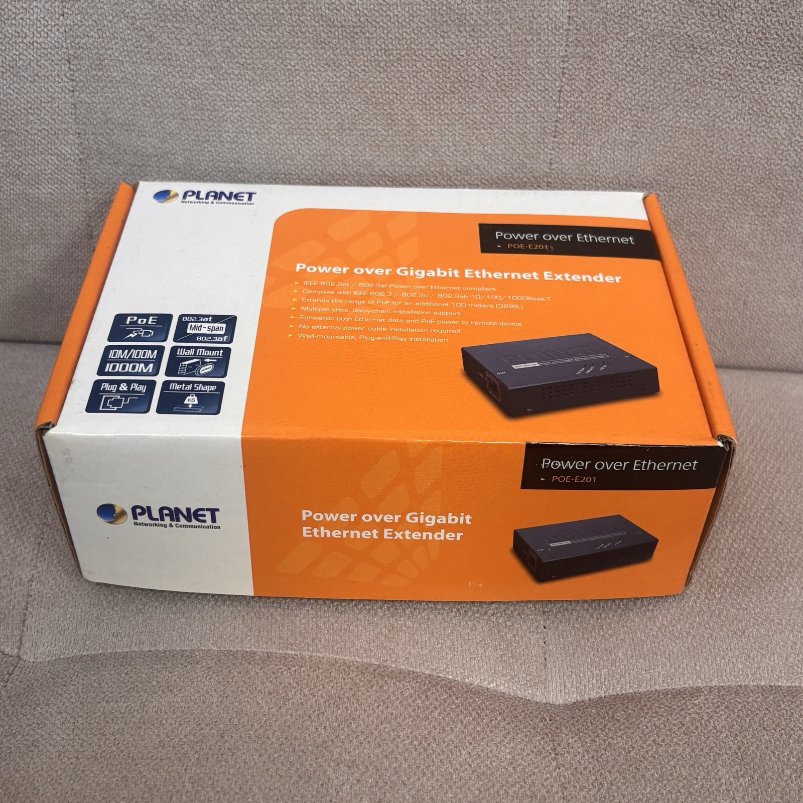 PLANET POE-E201 Power Over Gigabit Ethernet Extender 802.3af at