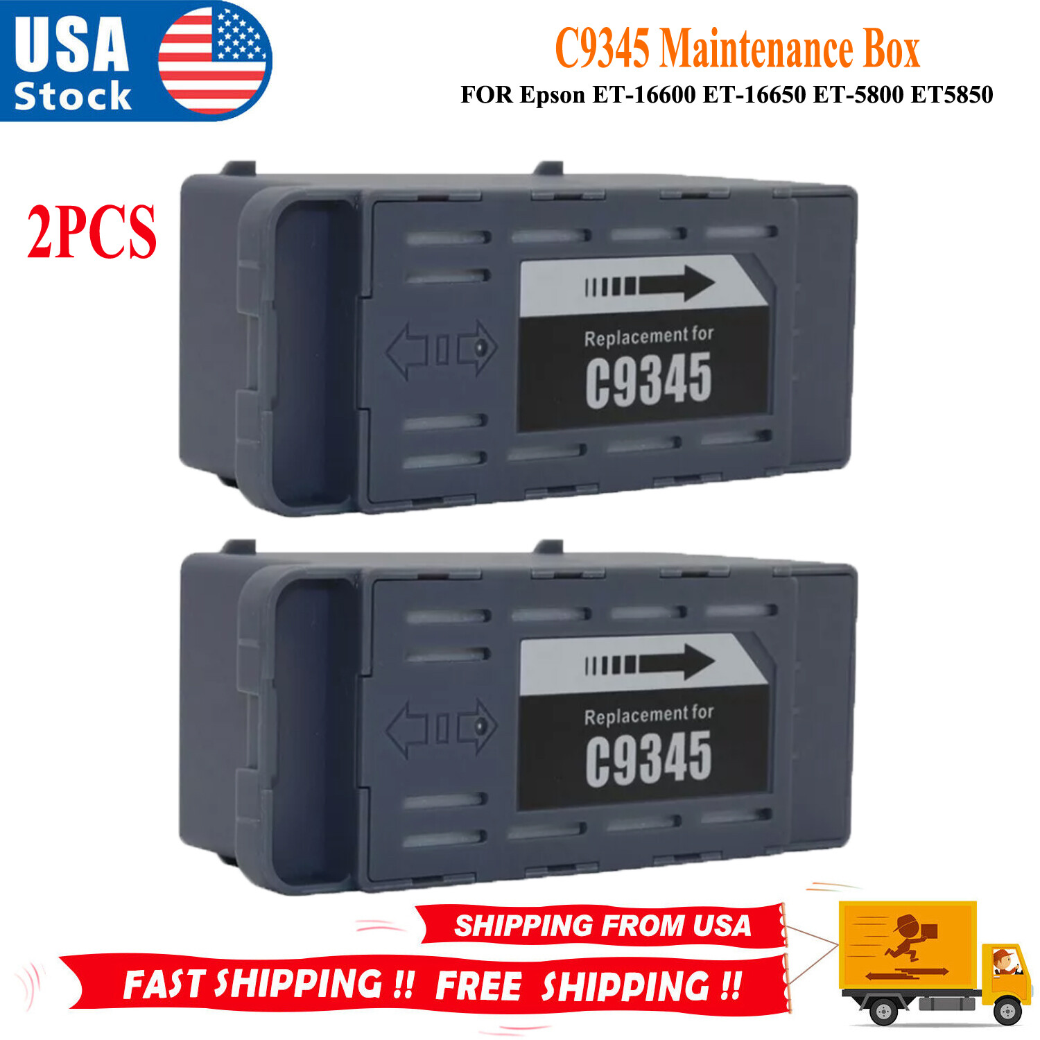 2 Maintenance Box Waste Ink Pad C9345 FOR Epson ET-16600 ET-16650 ET-5800 ET5850