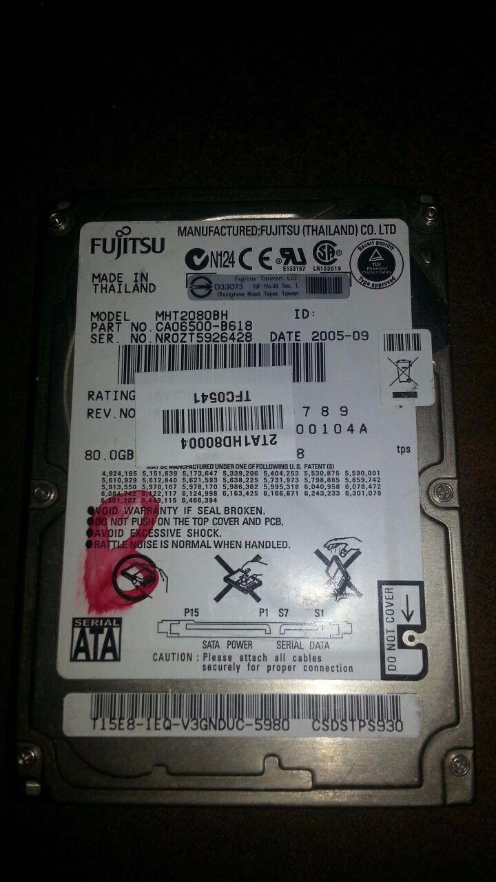 Fujitsu 80GB Internal 5400RPM 2.5" (MHY2080BH)