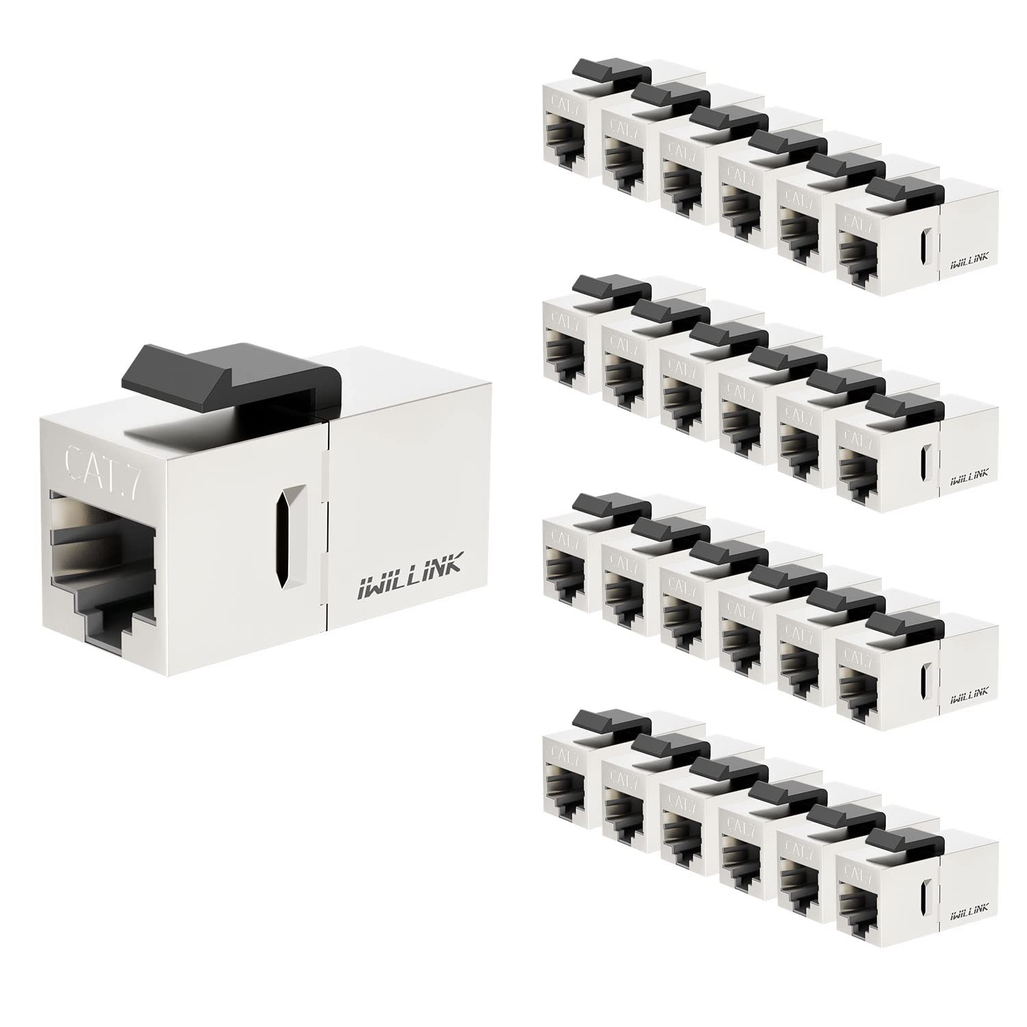 25 PCS 10Gbps CAT7 RJ45 Keystone Shielded Coupler Fits Cat7/6a/6/5e Cable