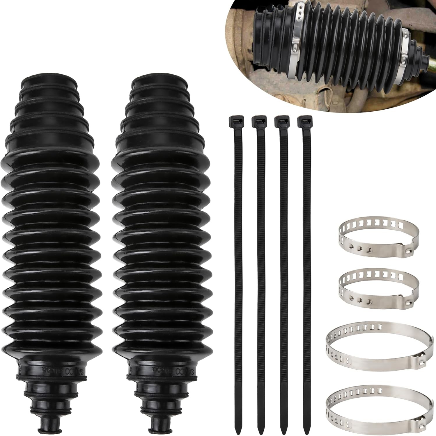 Steering Rack Boot Kit, Universal Steering Rack and Pinion Tie Rod Boots, Dustpr