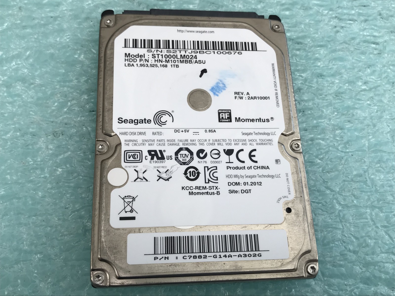 Seagate Momentus ST1000LM024 1TB 5400RPM Laptop 2.5" SATA Hard Drive - HD1172A