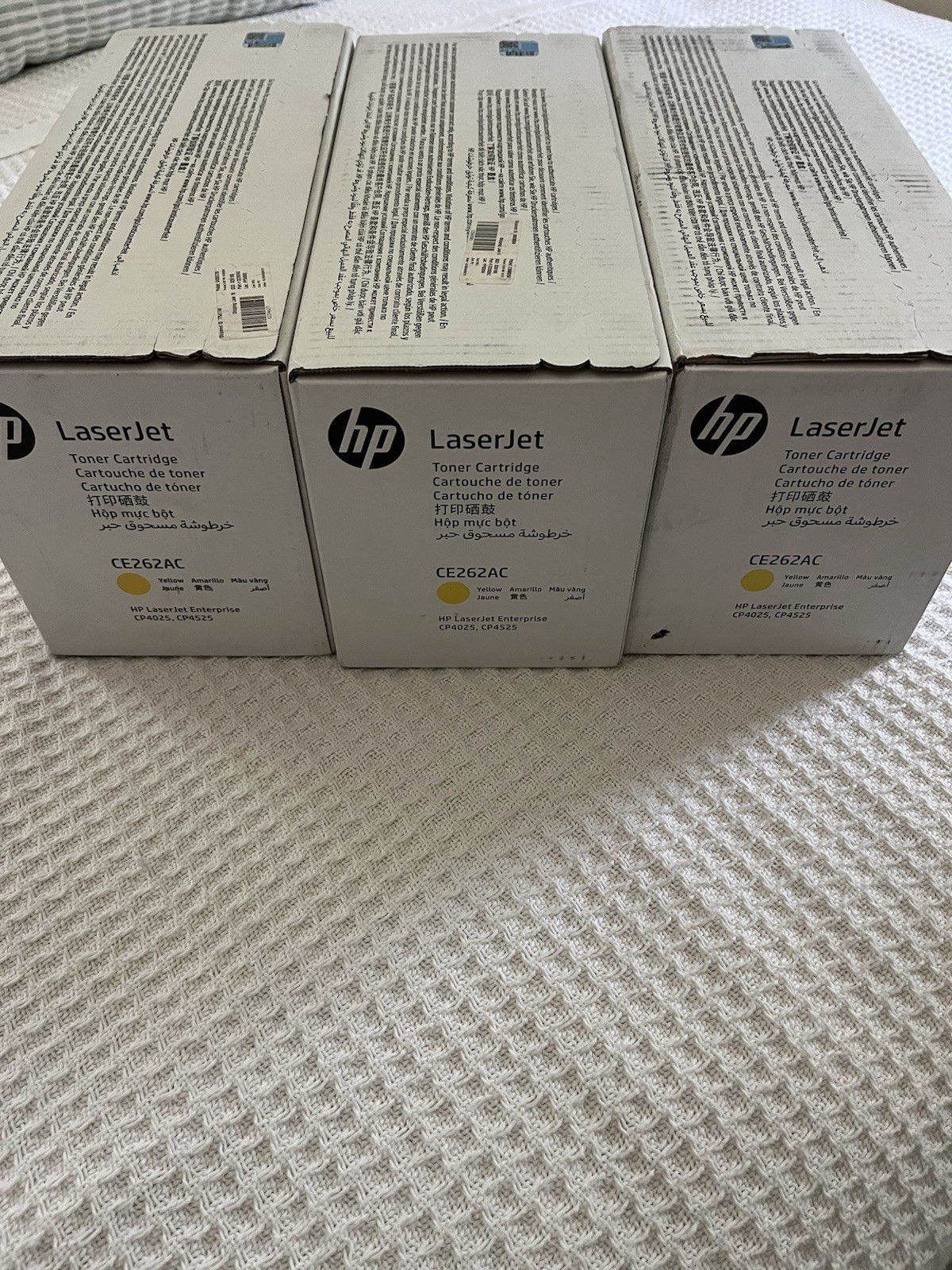 3 Genuine & Original NEW HP LaserJet Printer Toner Cartridge CE342AC Yellow