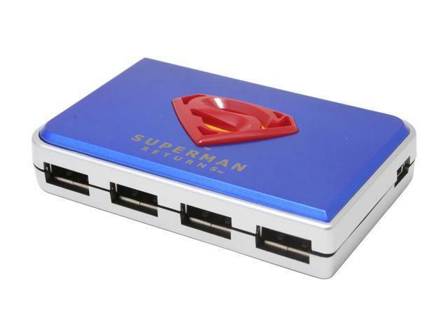 BUSlink I-Rocks Superman Blue USB 2.0 4-Ports External Hub SP-4000-BL