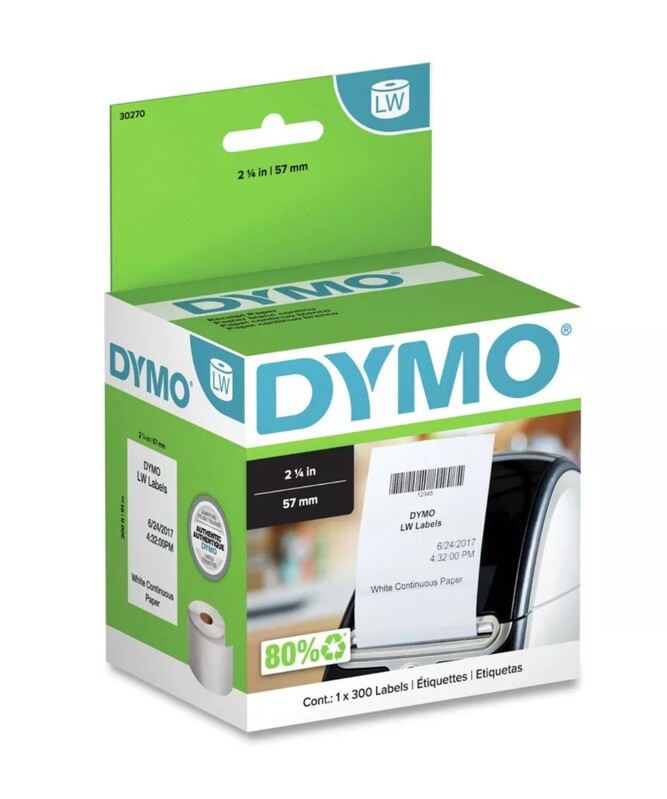 DYMO LabelWriter Continuous-Roll Receipt Paper 2-1/4" x 300 White 30270 New E27