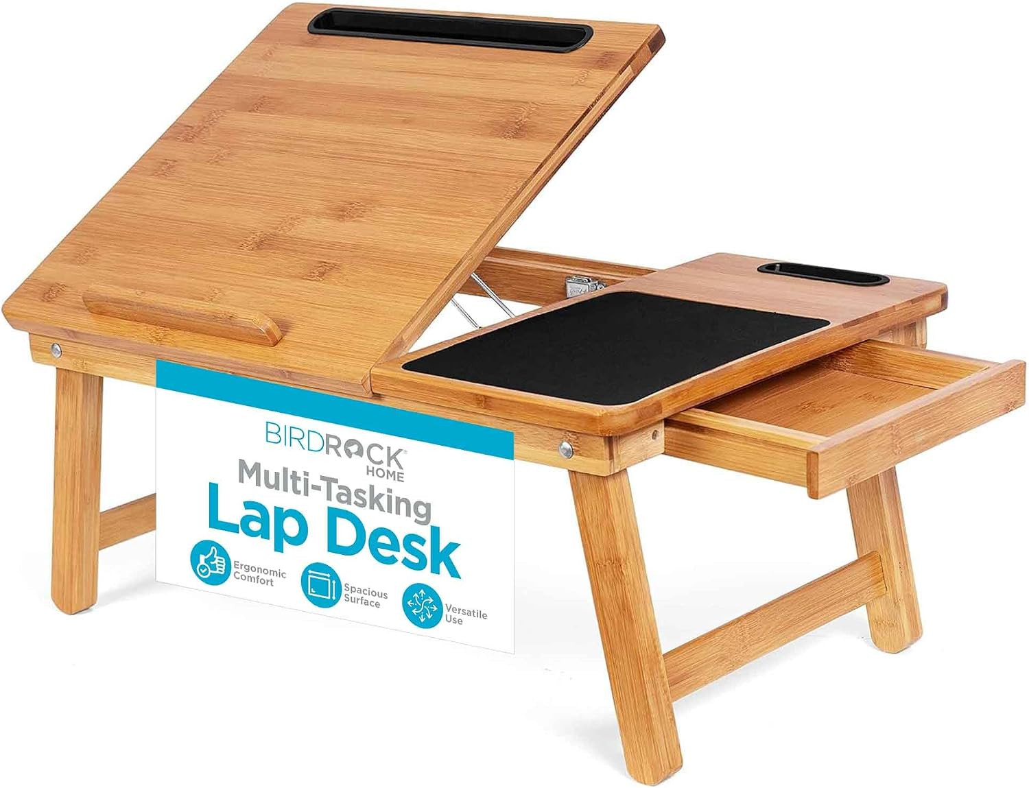 Multi Tasking Laptop Bed Tray | Lap Desk Supports Laptops up to 18 Inches (Natur