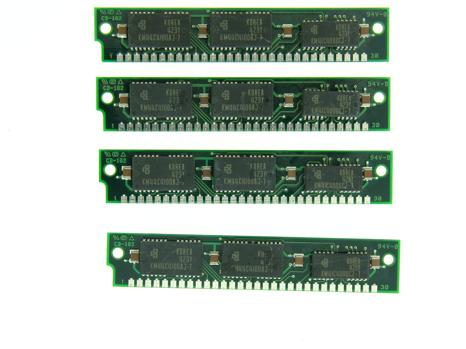 16MB 4X4MB Samsung KMM594100AN-7 30-pin SIMM Vintage PC FPM Storage Parity 4mx9 