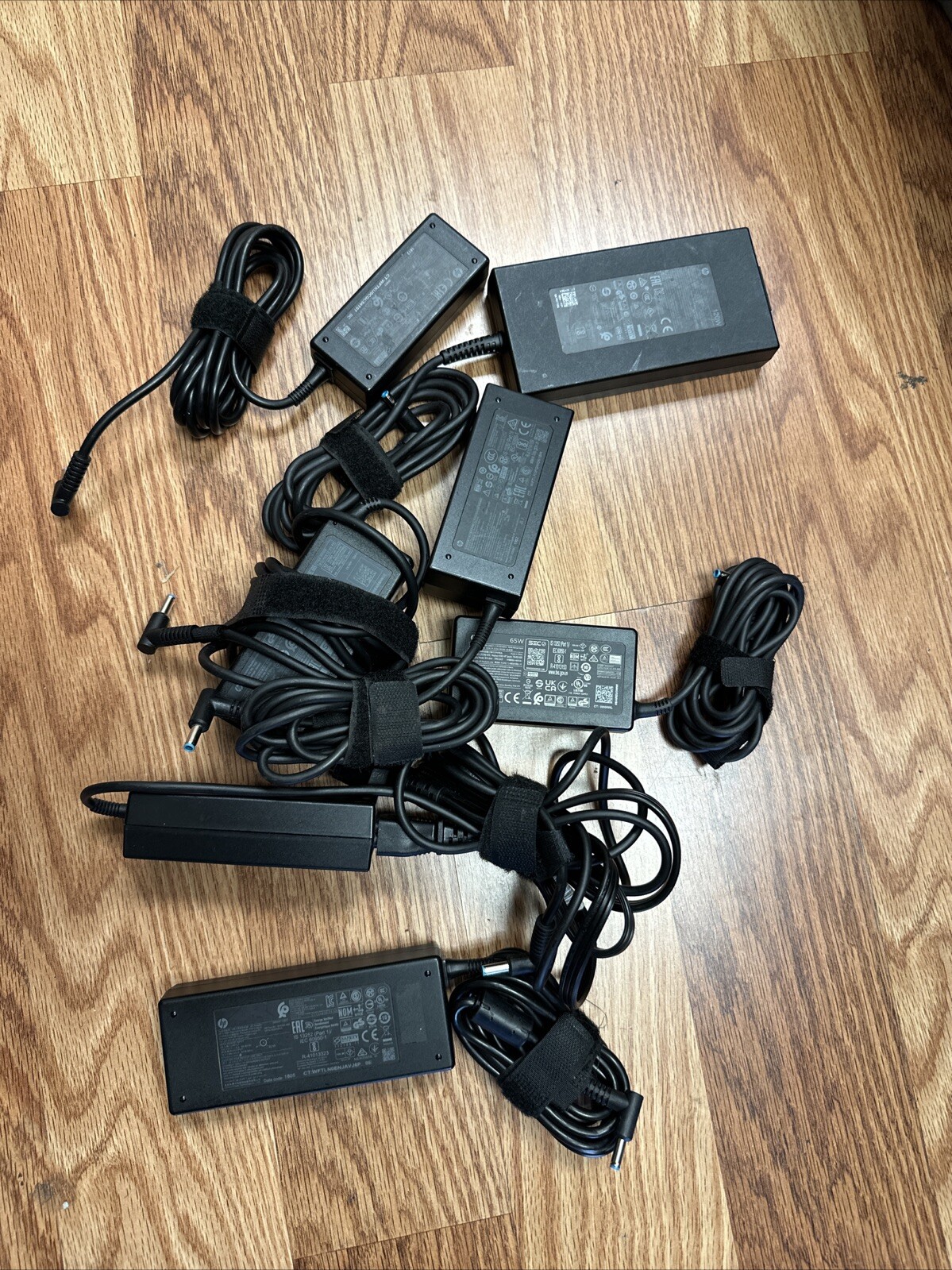 Lot of 7x Genuine HP Mixed 45W, 65W, 90W, 120W AC Adapter Power Supply Blue tip