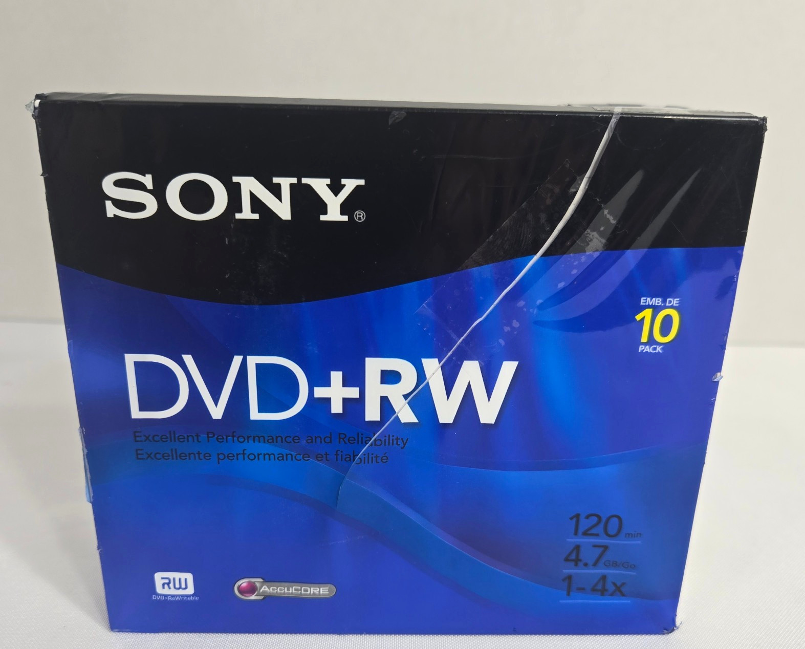 New Sony DVD + RW 10 Pack Rewriteable DVD Discs 4.7GB 120 Minutes