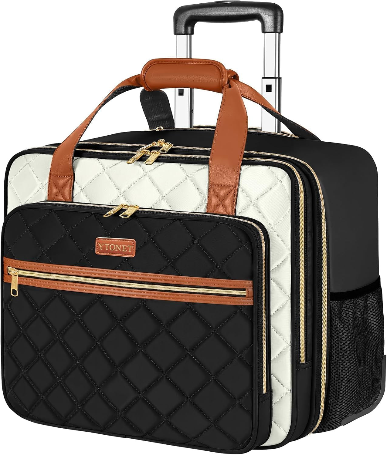 Ytonet Rolling Laptop Bag, Rolling Briefcase for Women, 17.3 Inch Laptop Bag wit