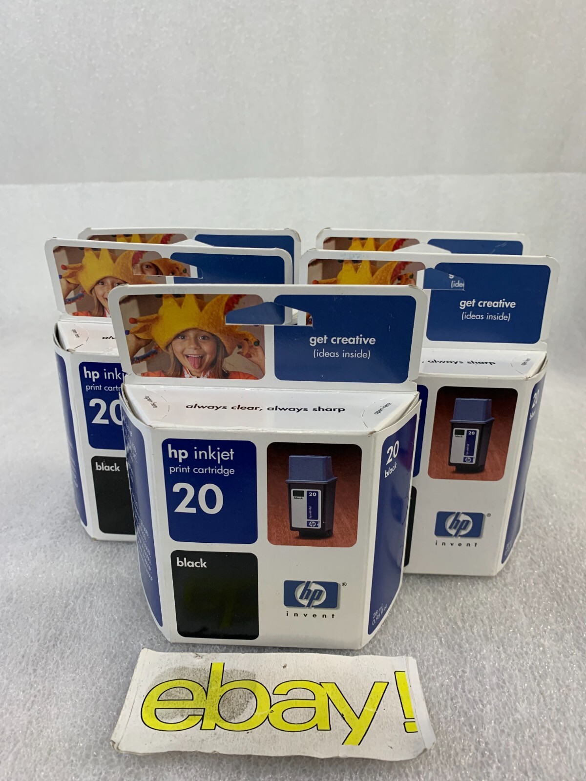 Lot OF 5 SEALED HP Inkjet 20 Black C6614DN Exp Sep Oct/2004 