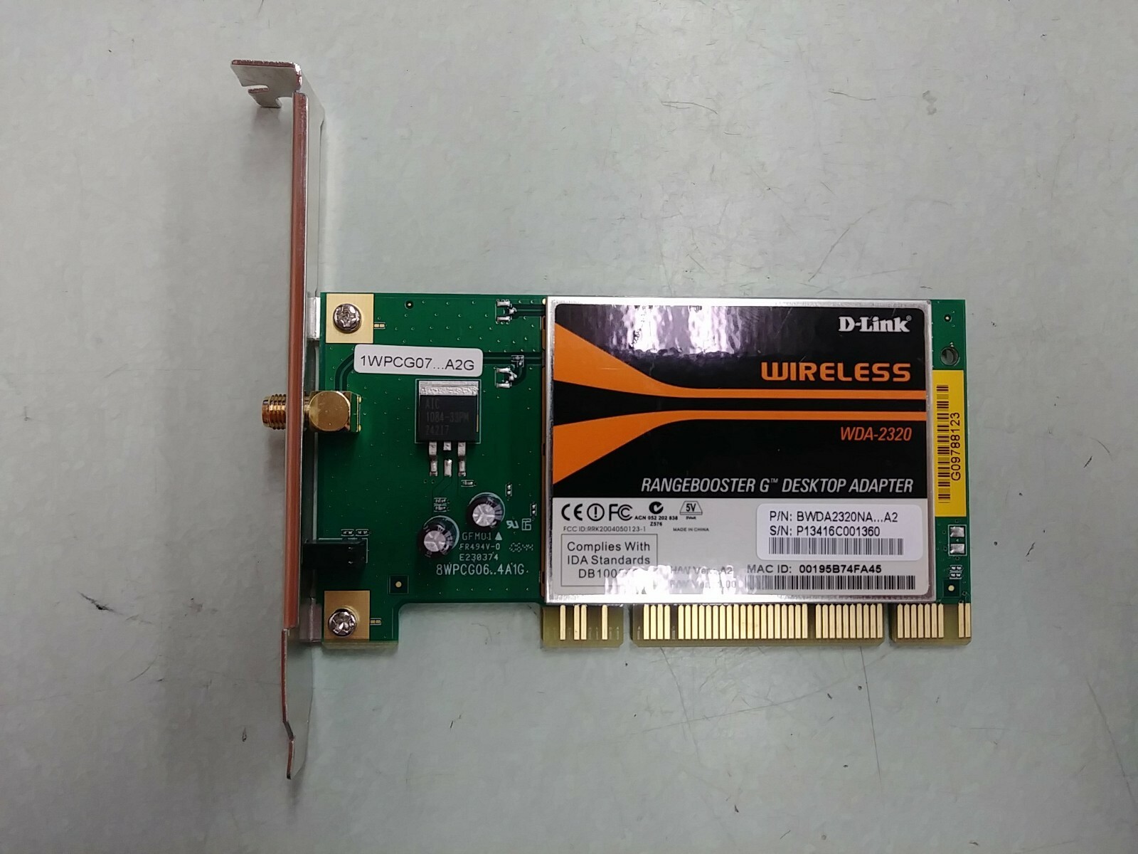 D-Link Rangebooster G WDA-2320 Low Profile PCI 802.11g Wireless Network Card
