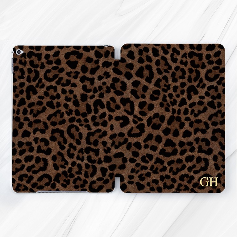 Leopard Animal print Initial Custom name Case For iPad A16 Pro 13 11 Air 13 5 4