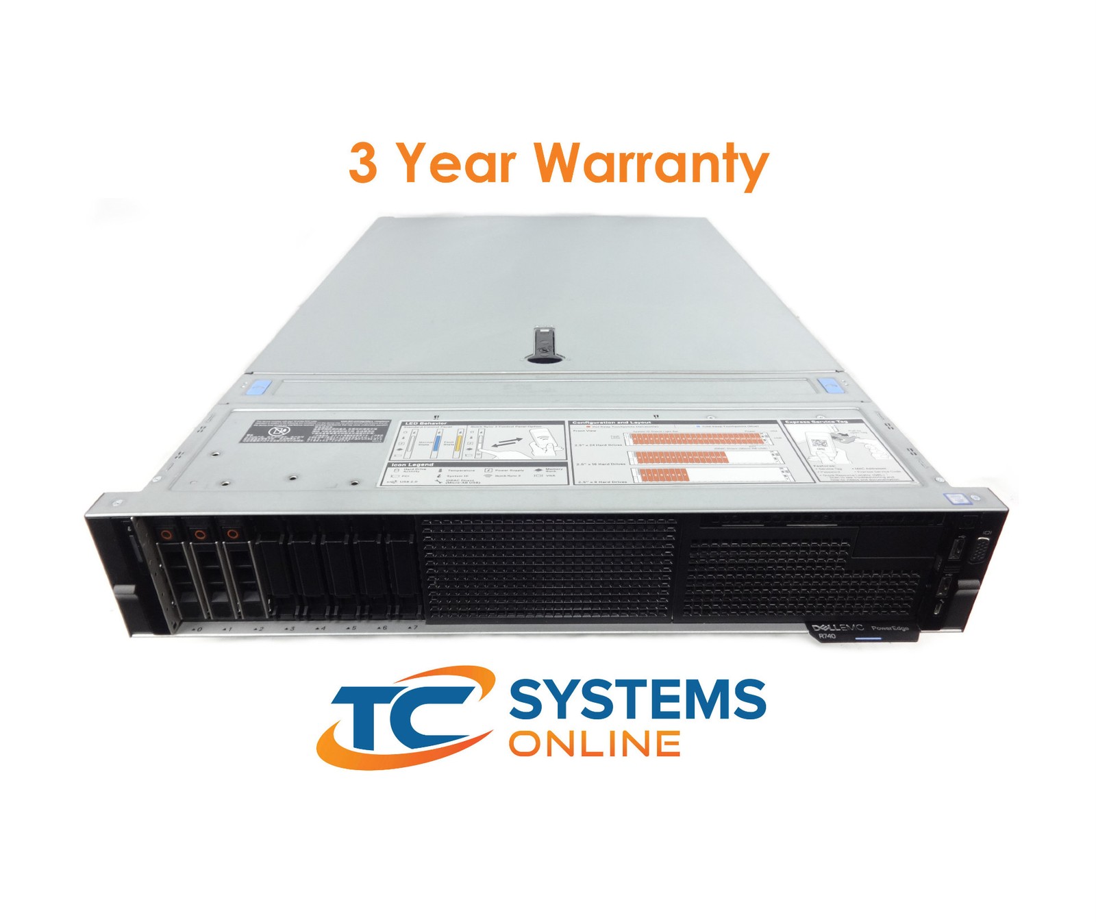 Poweredge R740 8SFF 2x SLVR 4112 2.6GHZ =8C/16T NO RAM 3x HD TRAY H730P