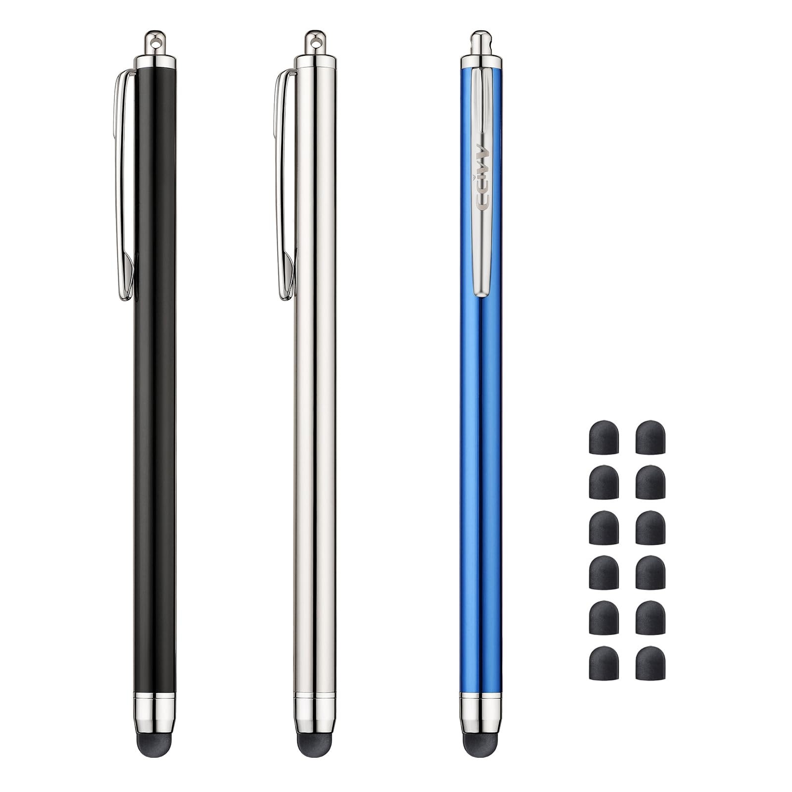 CCIVV 3 Pcs Stylus Pens for Touch Screens [0.24 inch Tip Series], 12 Extra Re...