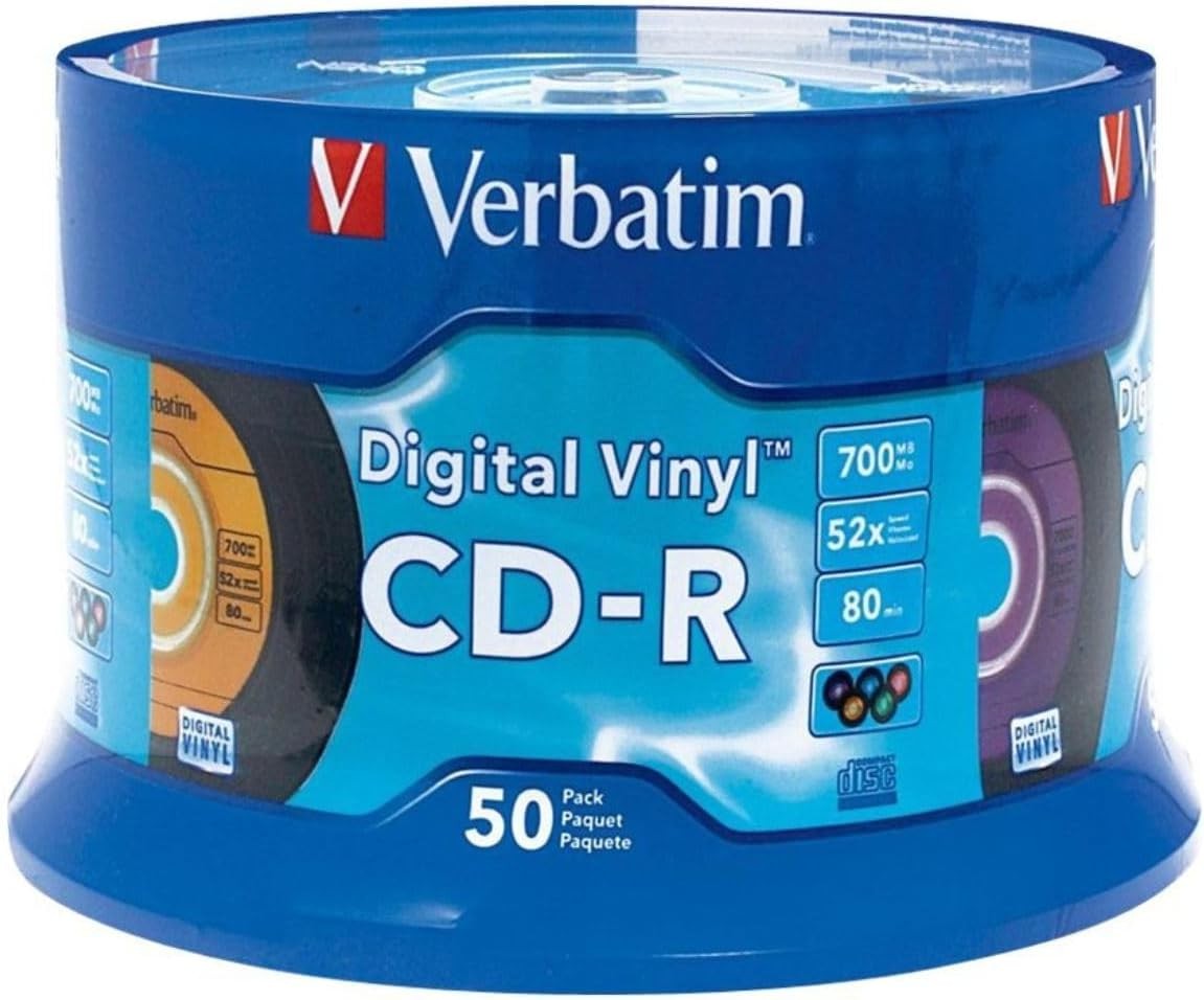 Digital Vinyl CD-R 700MB 52X Recordable Discs, 50 Pack Blank Media Recording