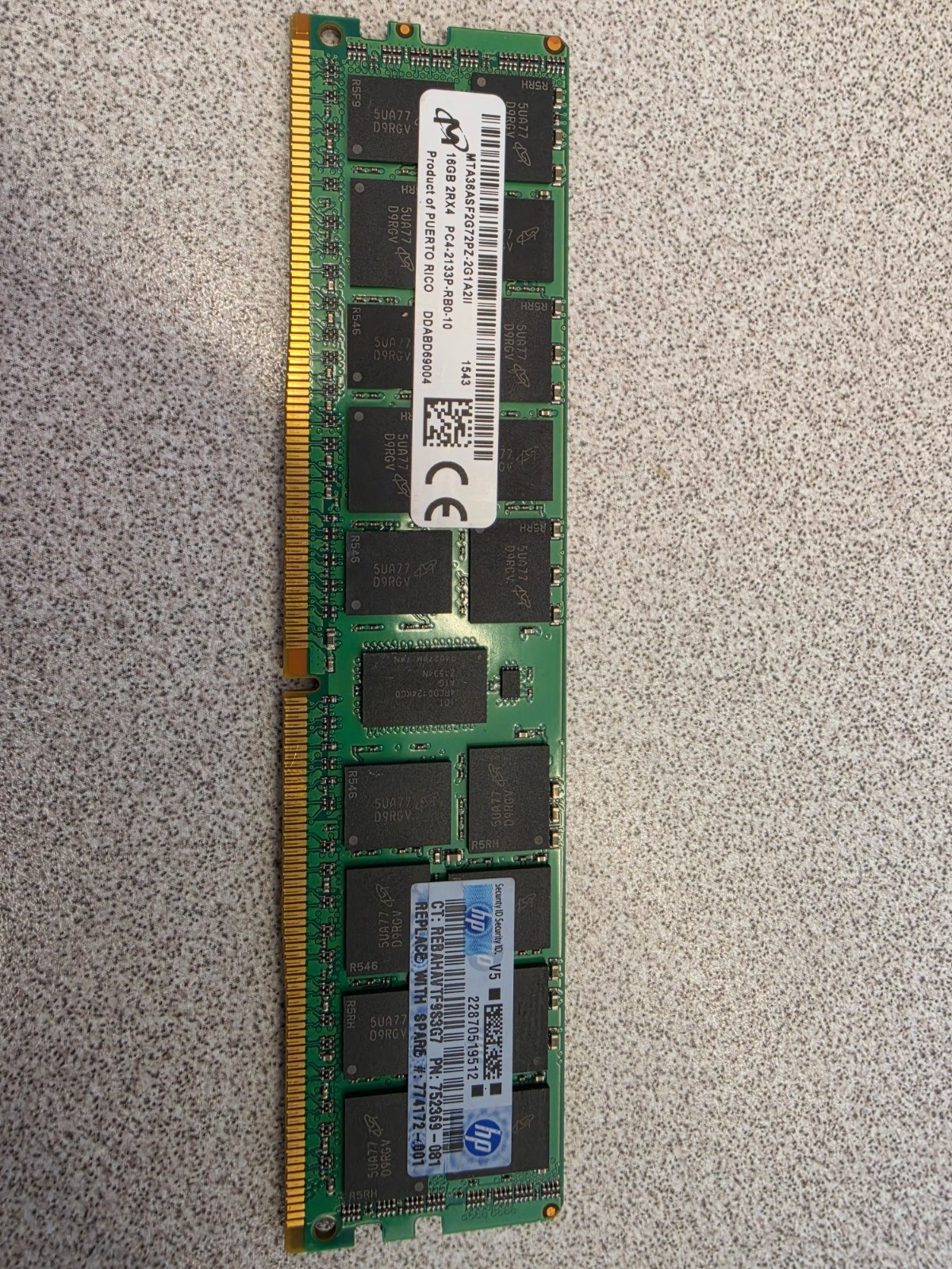 752369-081 HP 16GB (1X16GB) 2RX4 PC4-2133P DDR4 Server Memory 726719-B21