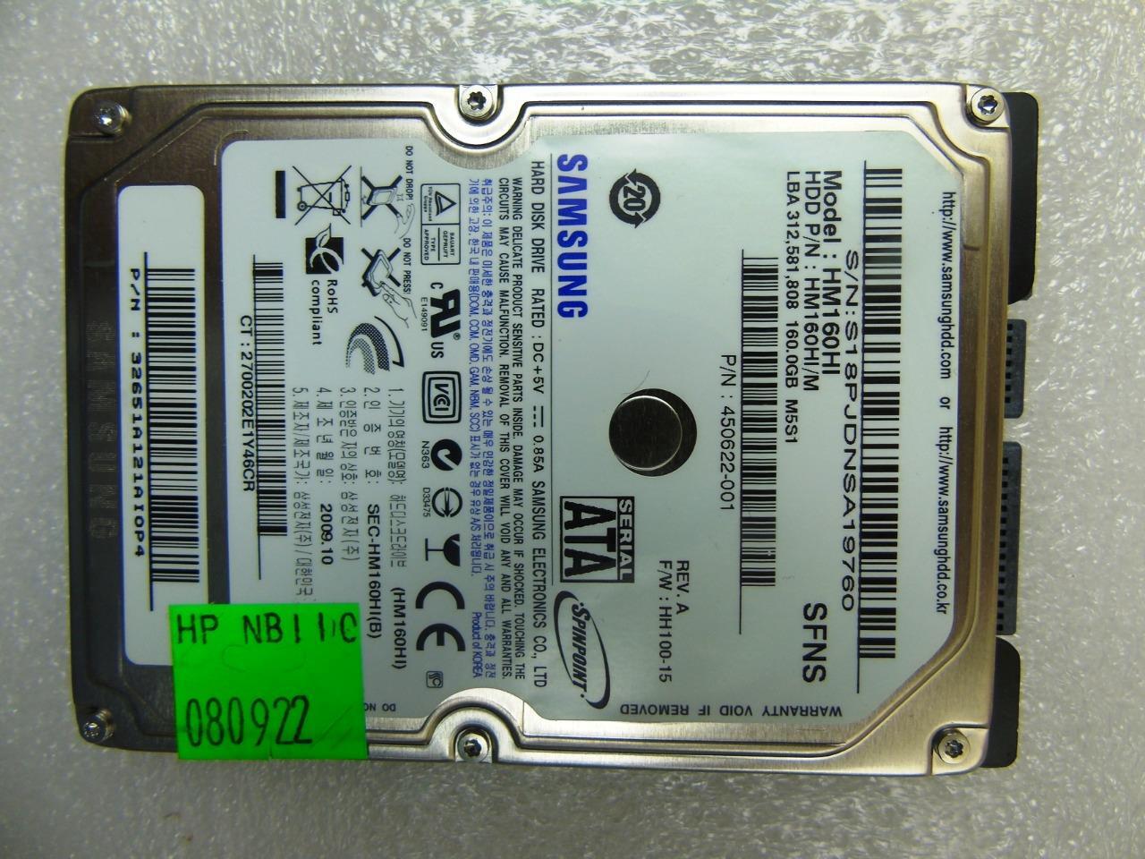 Samsung HM160HI 160GB Laptop SATA  Hard Drive HDD 2.5", 450622-001, HM160HI/M