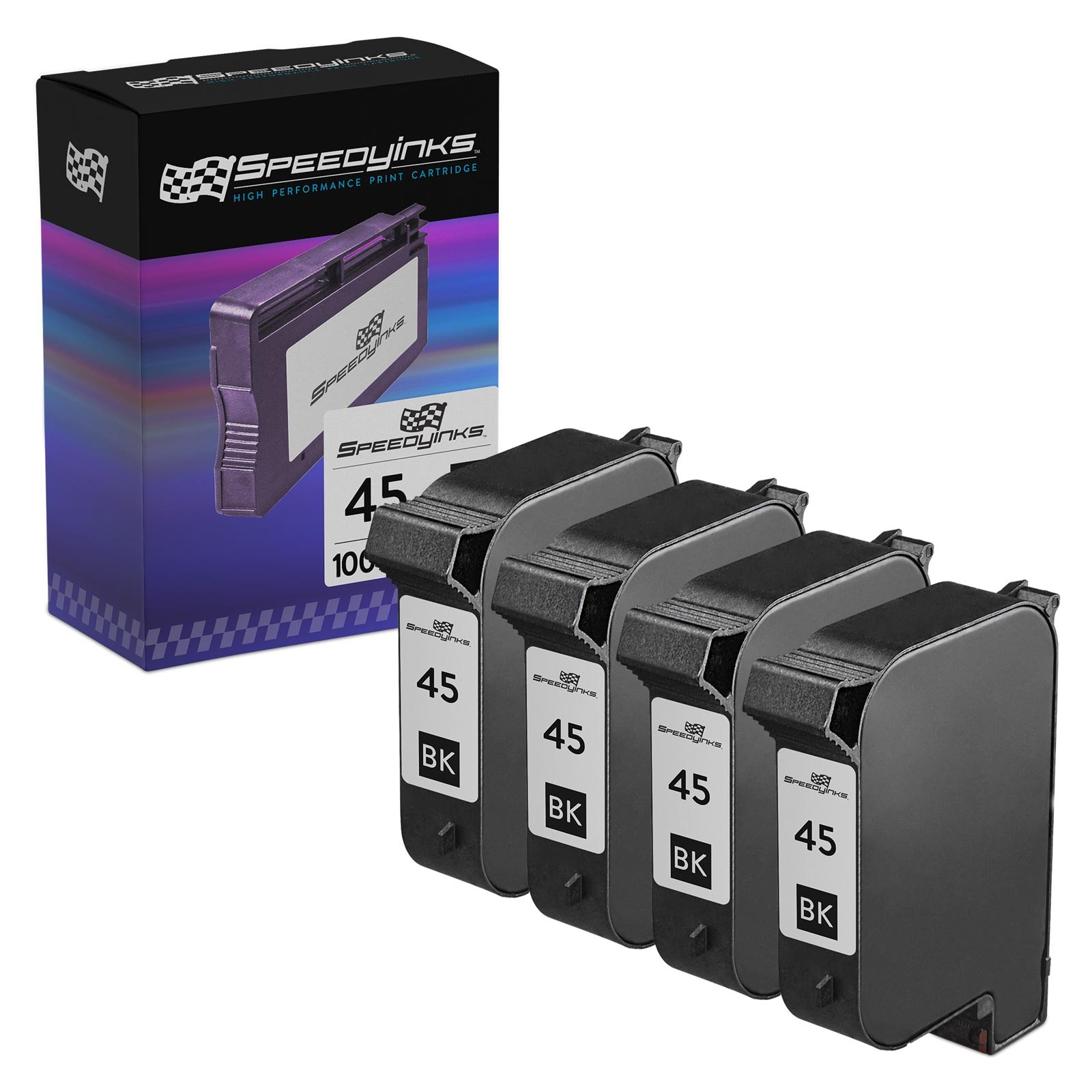 SPEEDYINKS 4PK Replacement for HP 45 51645A Black Ink Cartridge 1100 Page Yield