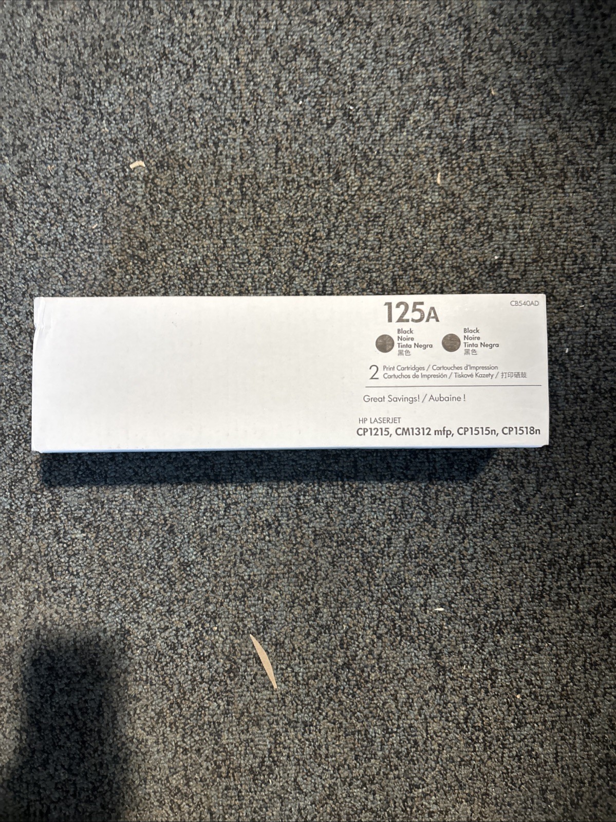 ONE Genuine OEM HP 125A Black CB540AD Print Cartridge NEW SEALED OEM