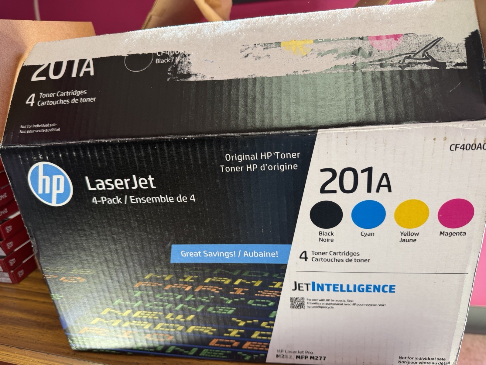 HP 201A Toner Cartridge 4-Pack Set (Black, Cyan, Magenta, Yellow, CF400A–CF403A)