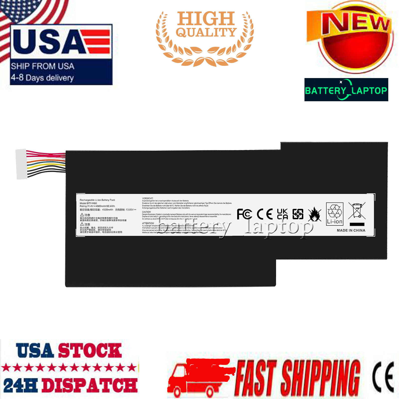 BTY-M6K Battery for MSI GF63 Thin 3RD 8SC 8RD 8RC 8RX 9SC MS-16K3 MS-17B4 MS-16W