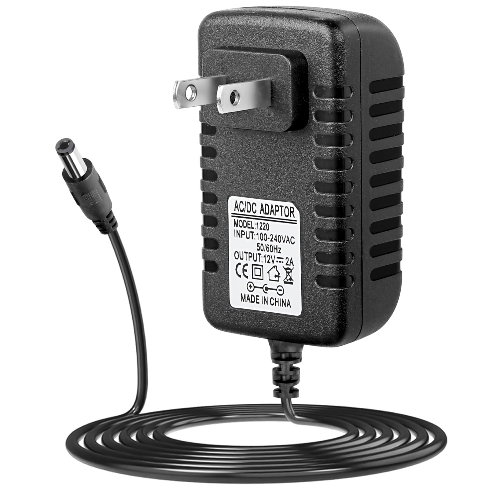 MAD OWL 12V 2A DC Power Supply Adapter Charger 12V2A Center Negative, Black