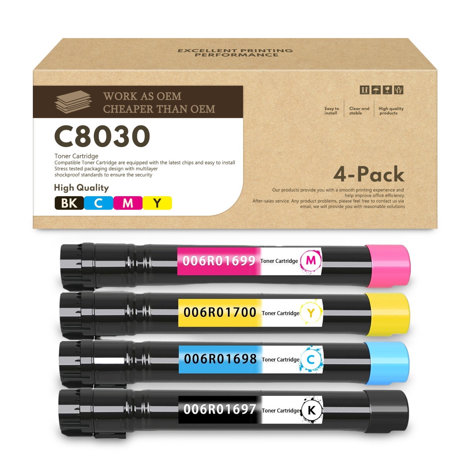 006R01697 4PK CMYK Toner With Chip for AltaLink C8030 C8035 C8045 C8055 C8070