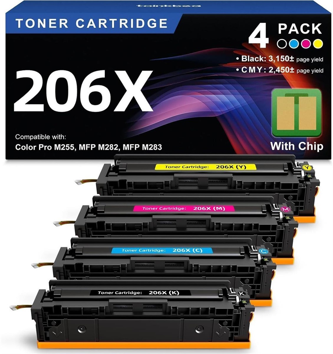 New HP 206X Toner Cartridges 4-Pack Black Cyan Yellow Magenta W2110X W2111X W211