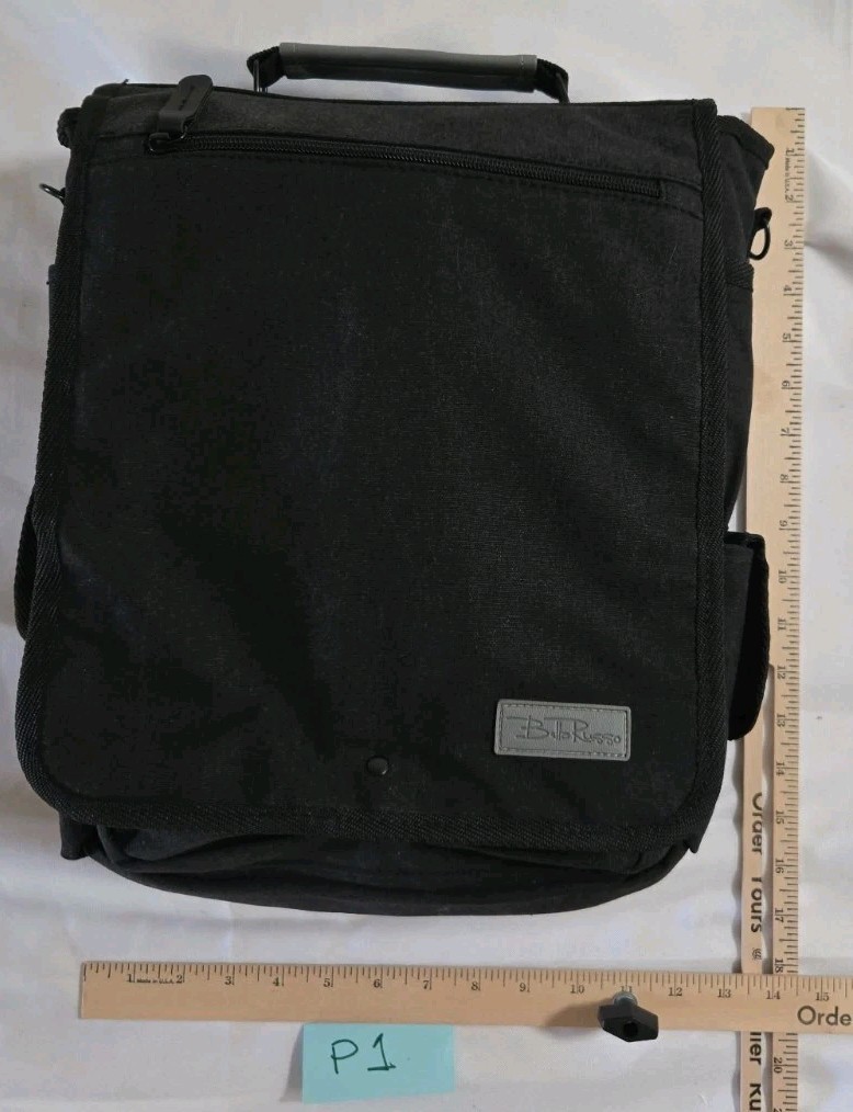 Bella Russo Laptop Travel Bag Case Cross Body Many Pockets Black 14"x 11.5"