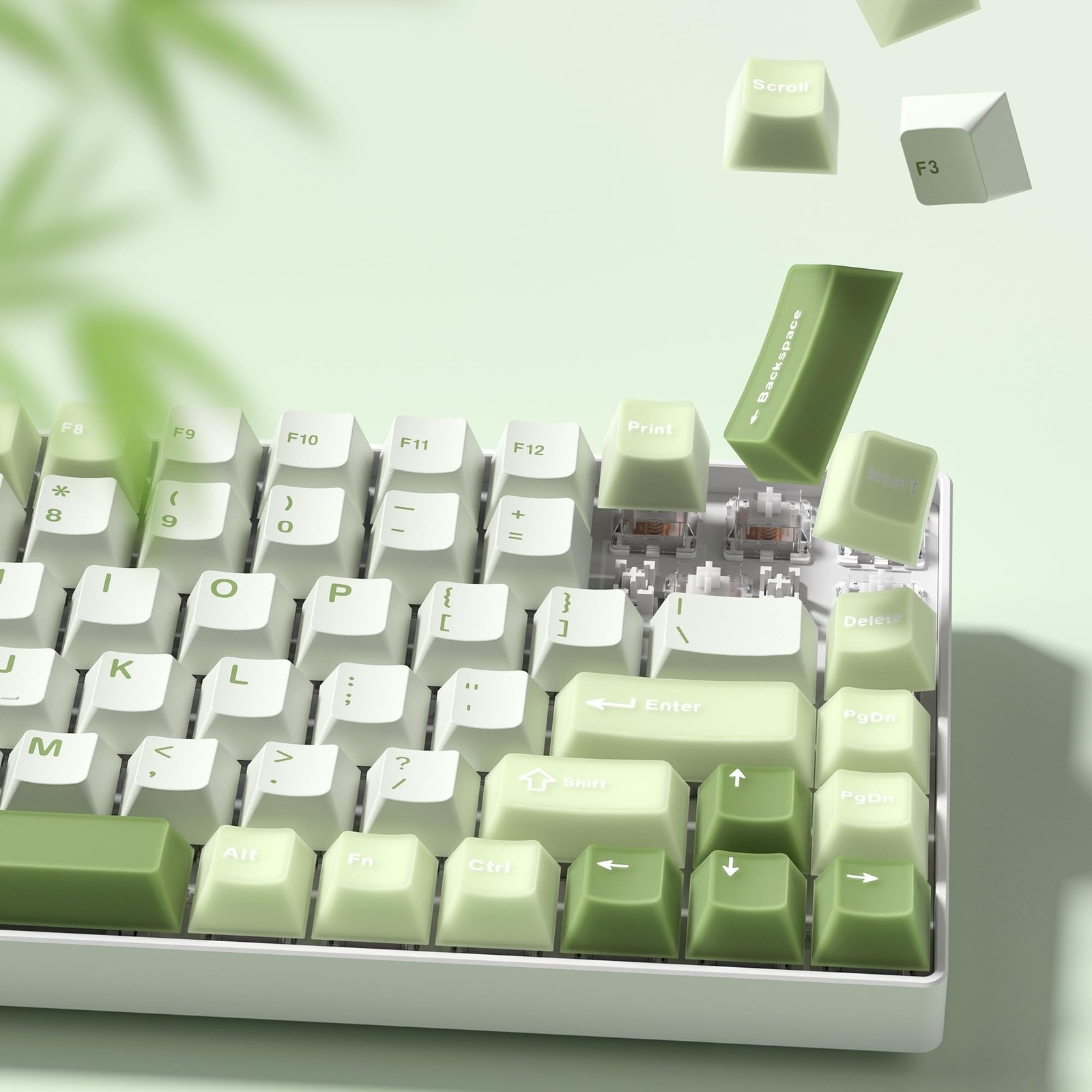 Matcha Green Keycaps PBT, Jelly Keycaps 60 75 100 Percent
