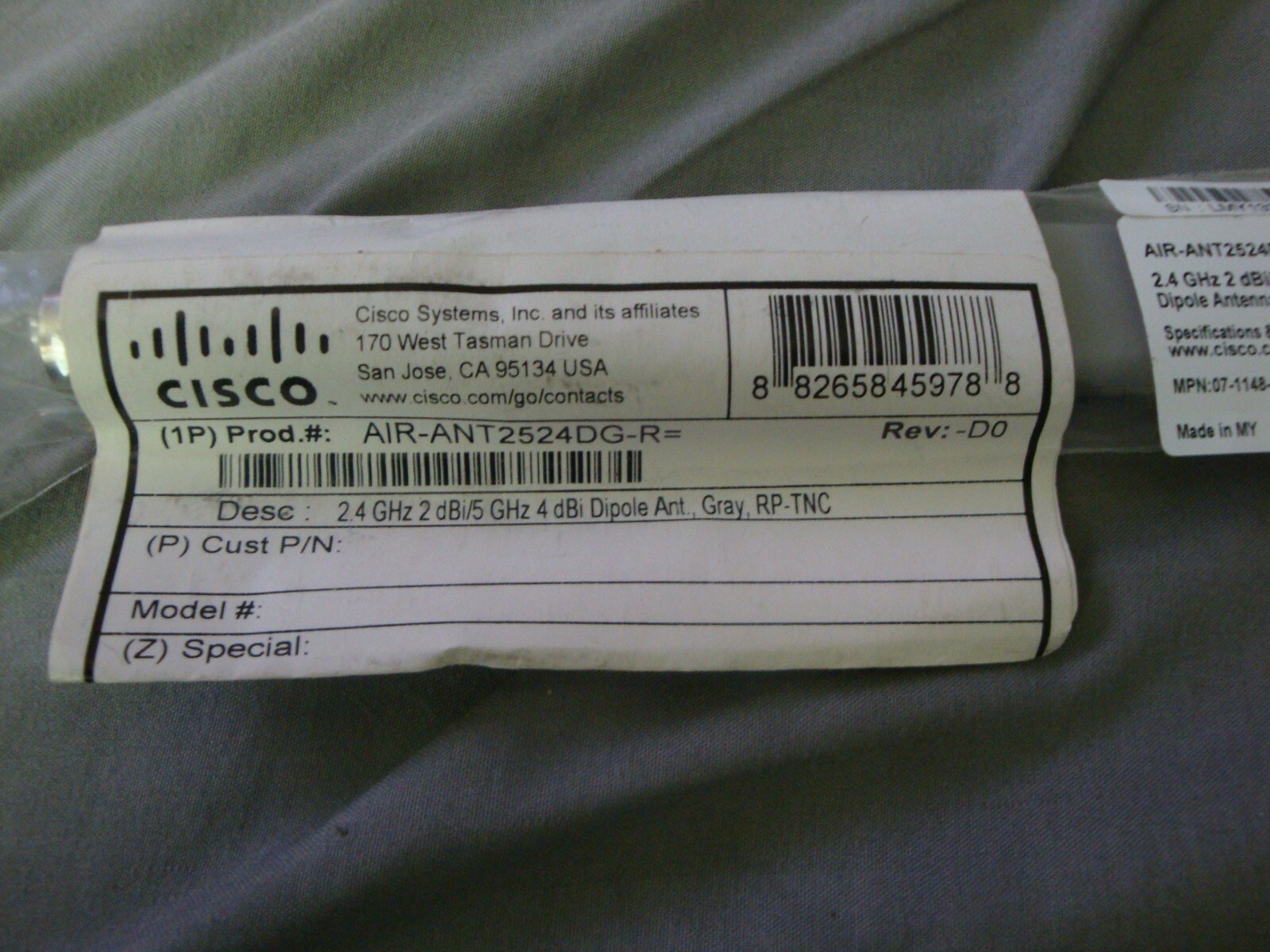 NEW Cisco Gray Antenna AIR-ANT2524DG-R DUAL BAND 2.4GHz 5GHz 3.5 dBi  #Z