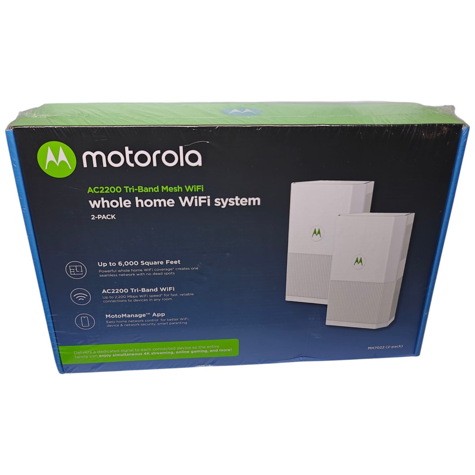 New Factory Sealed MOTOROLA Whole Home Tri-Band Mesh WiFi System AC2200  2-Pack 