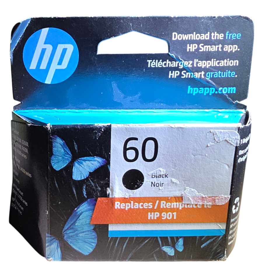 Genuine HP 60 Black Ink Cartridge CC640WN EXP 2026 Sealed Box