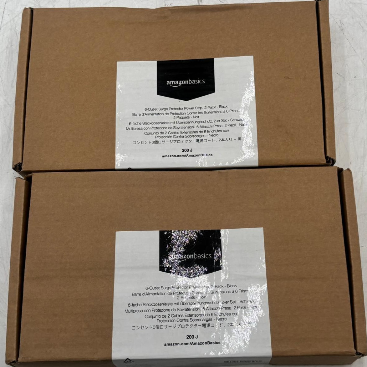 Lot of 2 Amazon Basics 6-Outlet Surge Protector, 2 Pack - Black - NEW (4 total)
