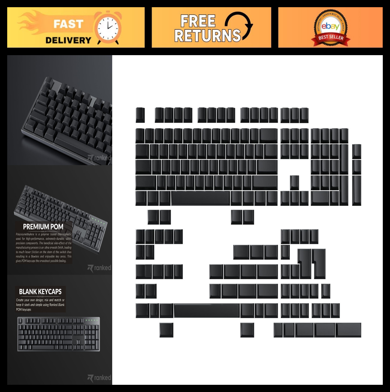 Premium POM Jelly Keycap Set - 1.45mm Thick Cherry Profile for Custom Mechanical