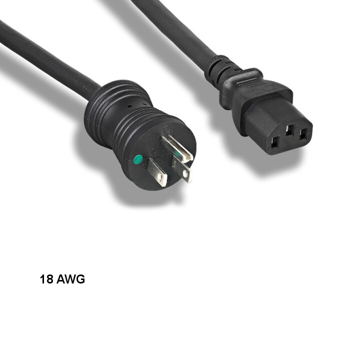 LOT 10pcs 3ft 18 AWG Hospital Grade Power Cable NEMA 5-15P to C13 10A/125V Blk