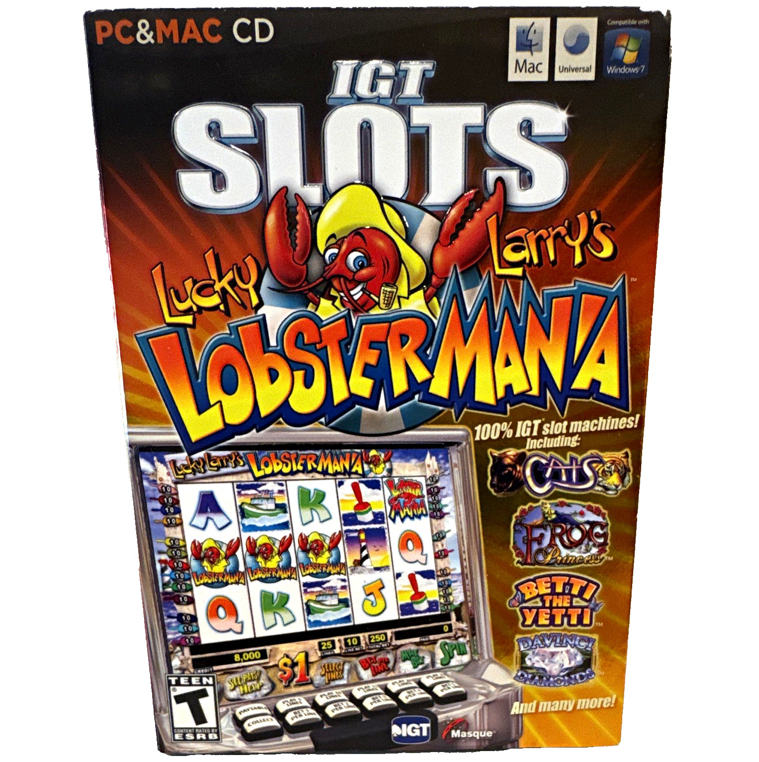 Masque IGT Slots Lucky Larry's Lobstermania PC/Mac Win XP/Vista/7 CD 10643