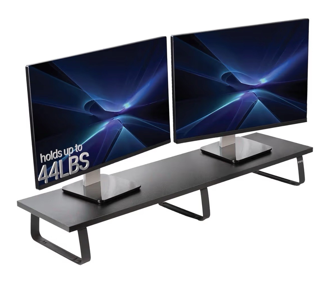 VIVO Black Wood 39" Wide Desktop Stand Ergonomic TV Monitor Riser Desk Organizer