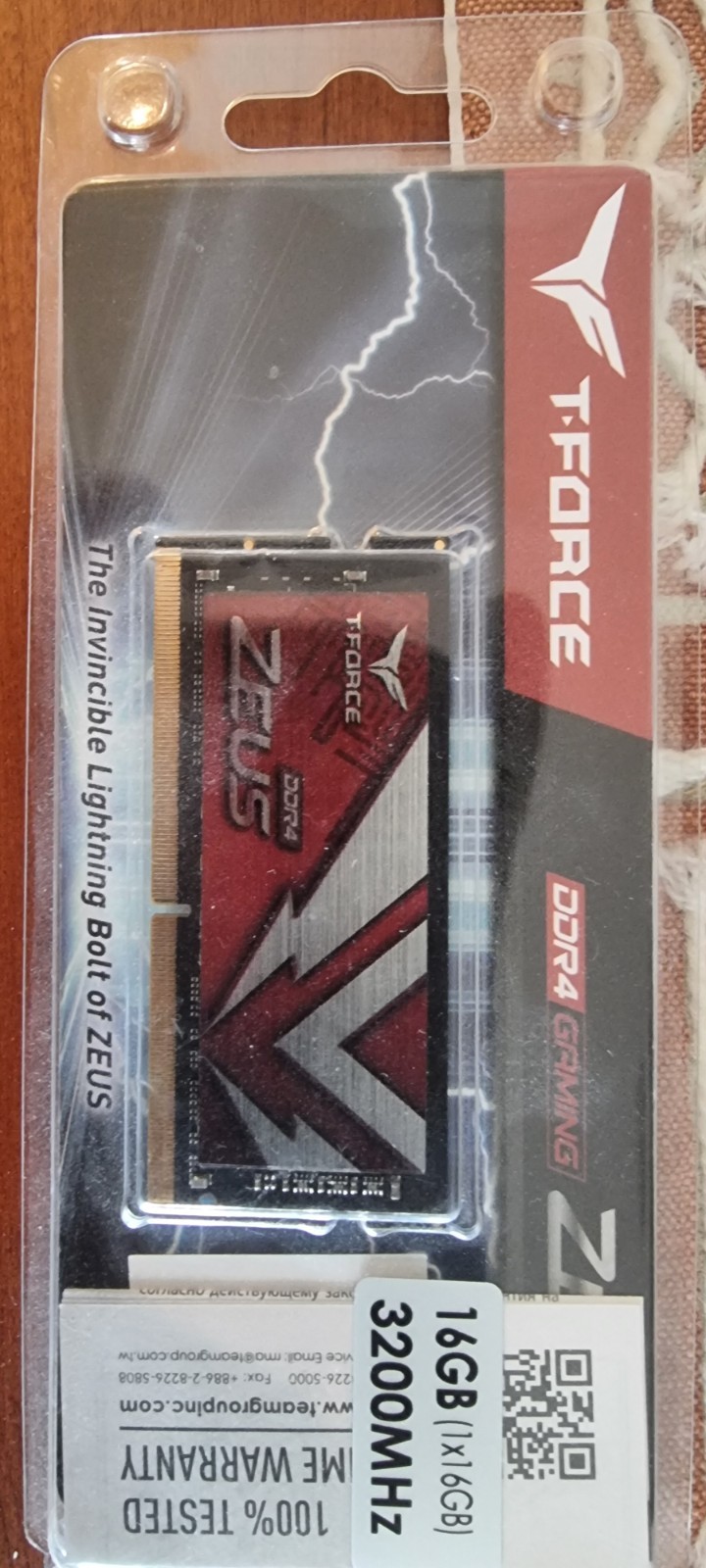 TEAMGROUP T-Force Zeus 16GB DDR4 3200 SO‑DIMM Laptop memory