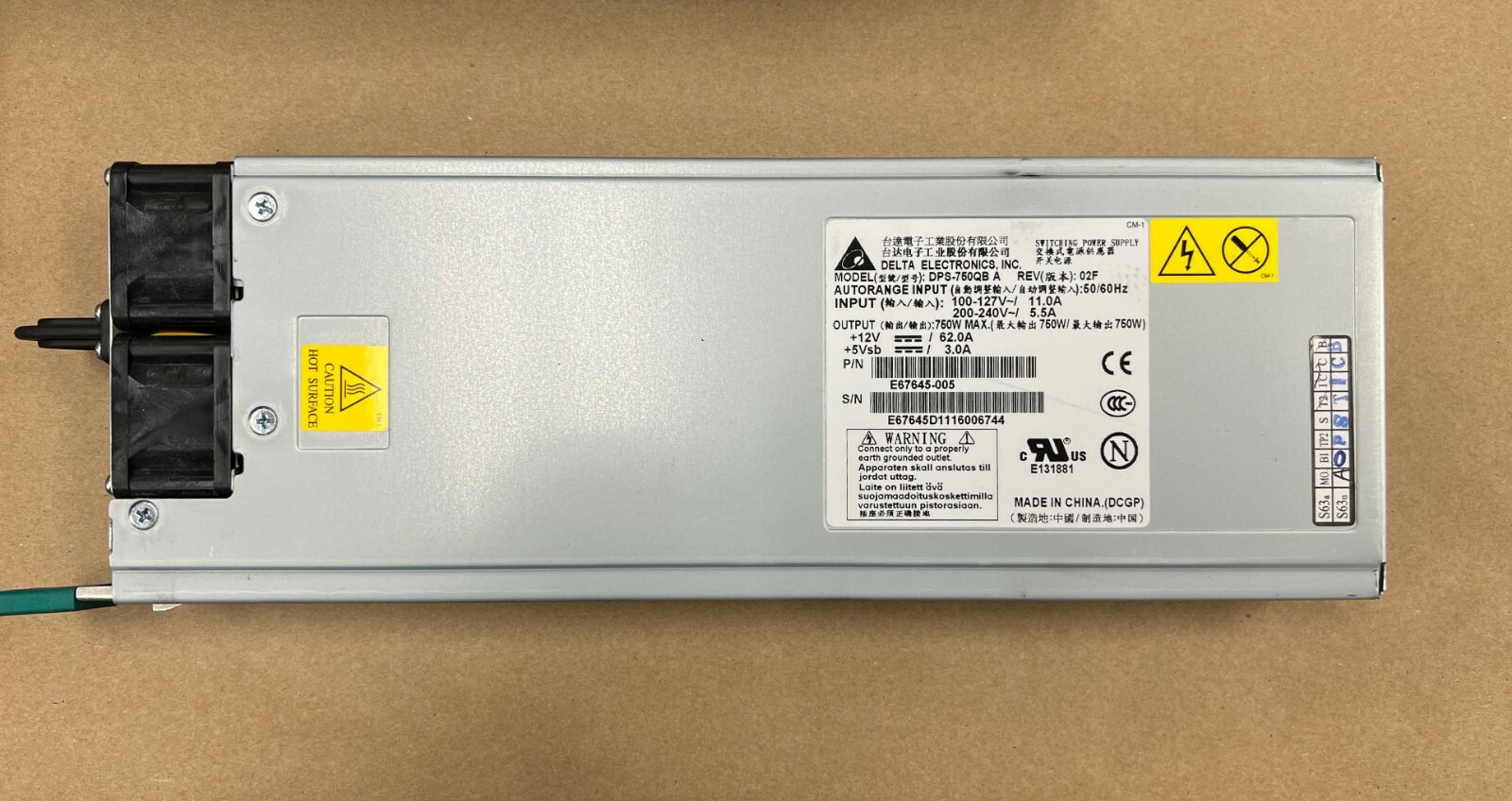 Intel E67645-005 DPS-750QB DELTA 750w Hot Swap Power Supply