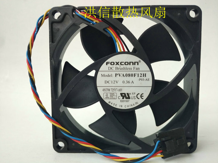 1pc Foxconn PVA080F12H Fan 8020 8CM 12V 0.36A 80*80*20MM for Dell Computer  5pin