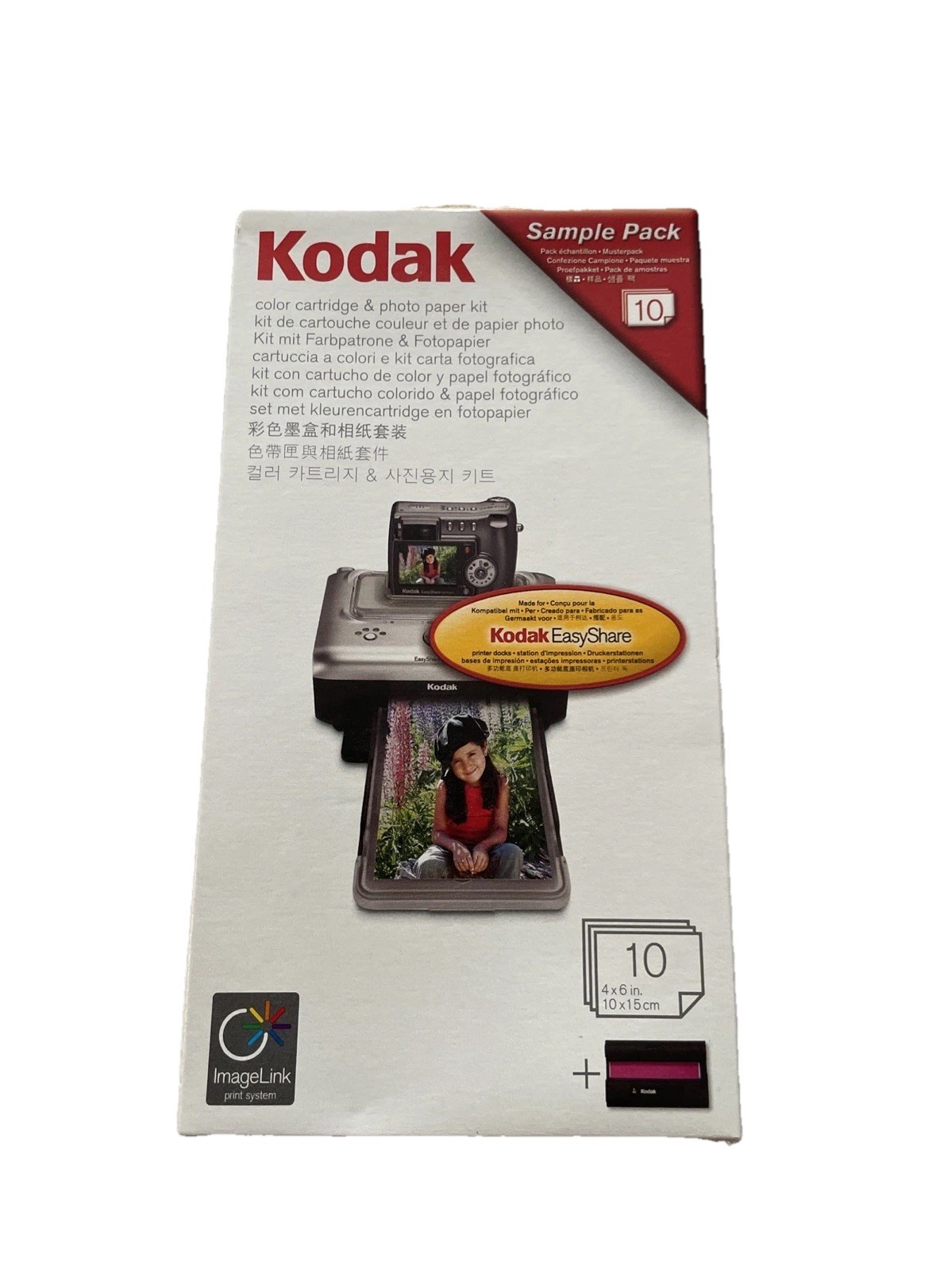 Genuine Kodak PH-10 Color Cartridge & Photo Paper Kit 4”x6” Sample 10 PK