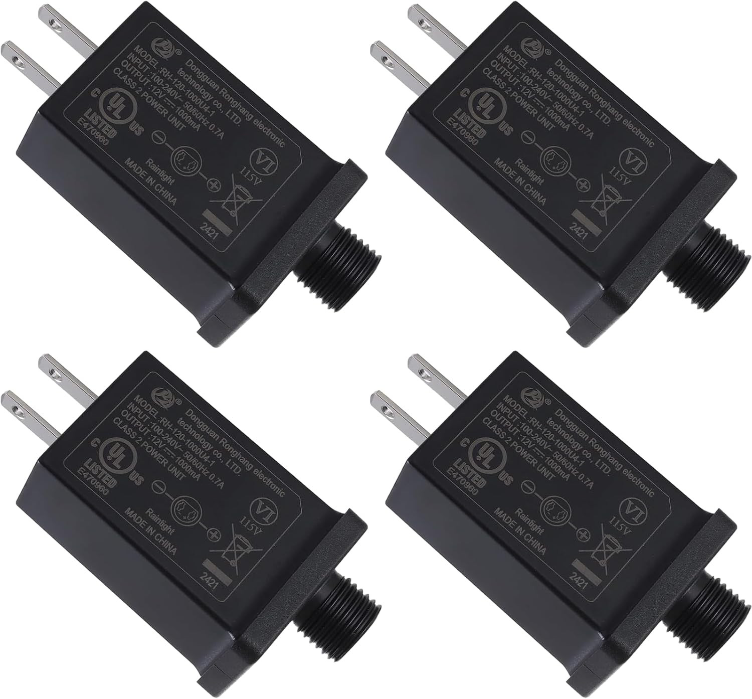 4Pack Replacement Yard Inflatable Adapter, 12V 1.0A Power Supply Adaptor for Out