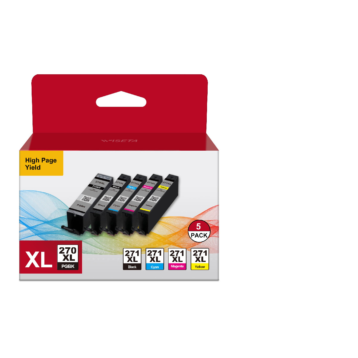 Wiseta 270 271 Xl Ink 5 Color Value Pack Compatible For Canon Pgi-270Xl