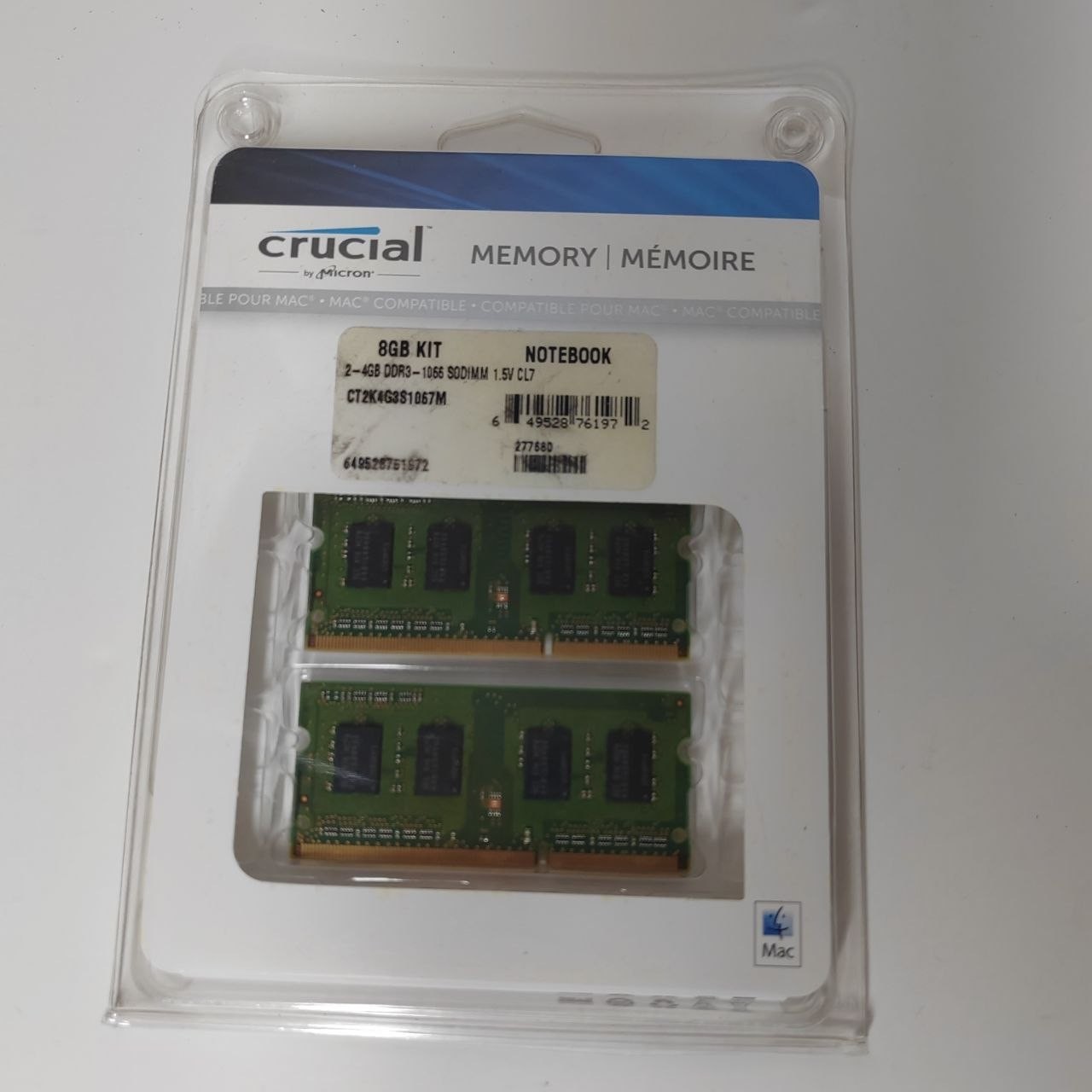 Crucial 8GB Kit 2x4GB DDR3-1066 PC3-8500 SO-DIMM Mac Memory CT2K4G3S1067M