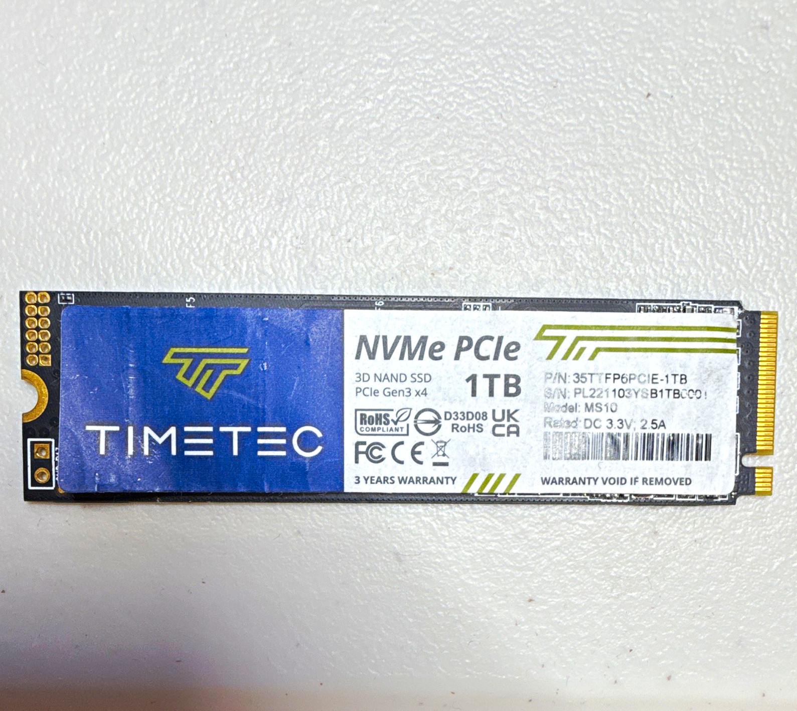 Timetec MS10 1TB NVMe PCIe M.2 Internal SSD 3D NAND 35TTFP6PCIE-1TB