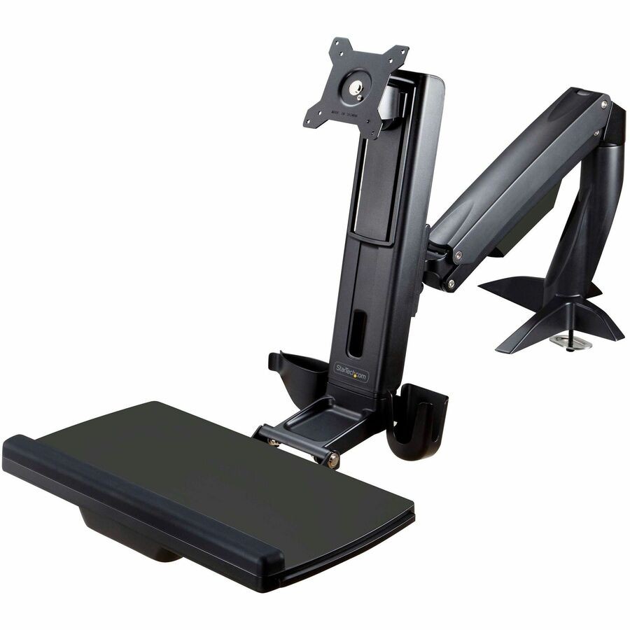 StarTech Sit Stand Monitor Arm, Desk Mount Sit-Stand Workstation up to 27in VESA