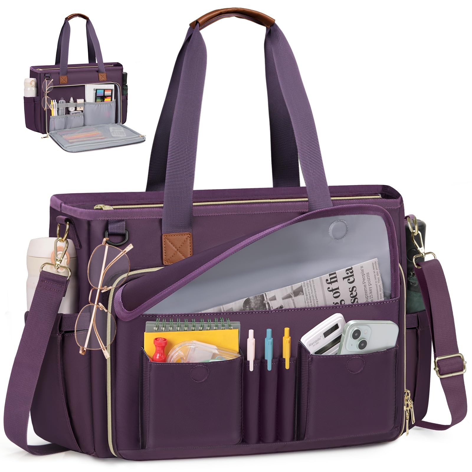 15.6 Inch Teacher Tote Laptop Bag Women Work Nurse Briefcase Lightweight